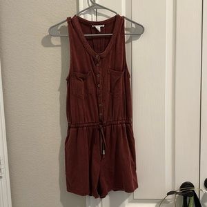 DARK RED ROMPER WITH POCKETS
